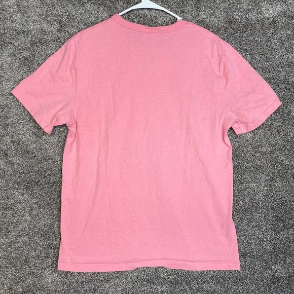 Champion Mens T-Shirt Pink Retro Embroidered Spell Out Size Medium - Picture 3 of 7